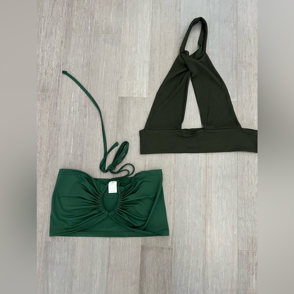 TWO green tops. Sexy. Size small.